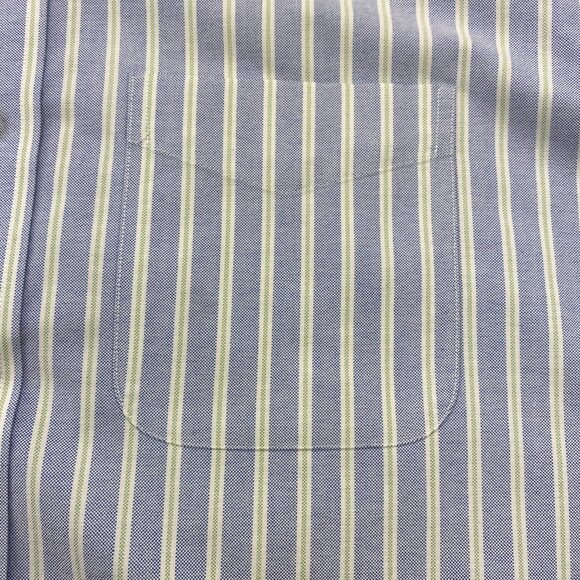 L.L. Bean Formal Shirt Men 16.5 - 34 Blue Green Stripes Wrinkle Resistant Cotton - Picture 3 of 9